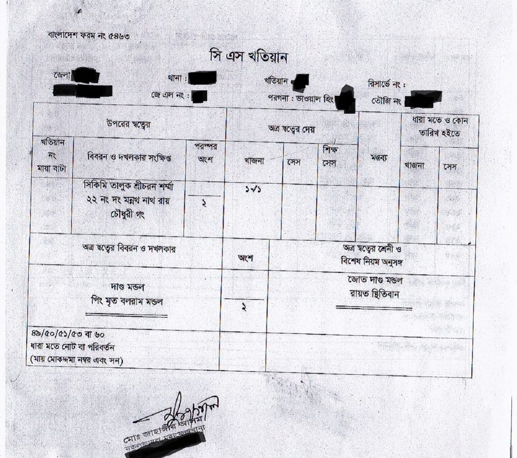 খতিয়ান খতিয়ান, রেকর্ড এবং পর্চা